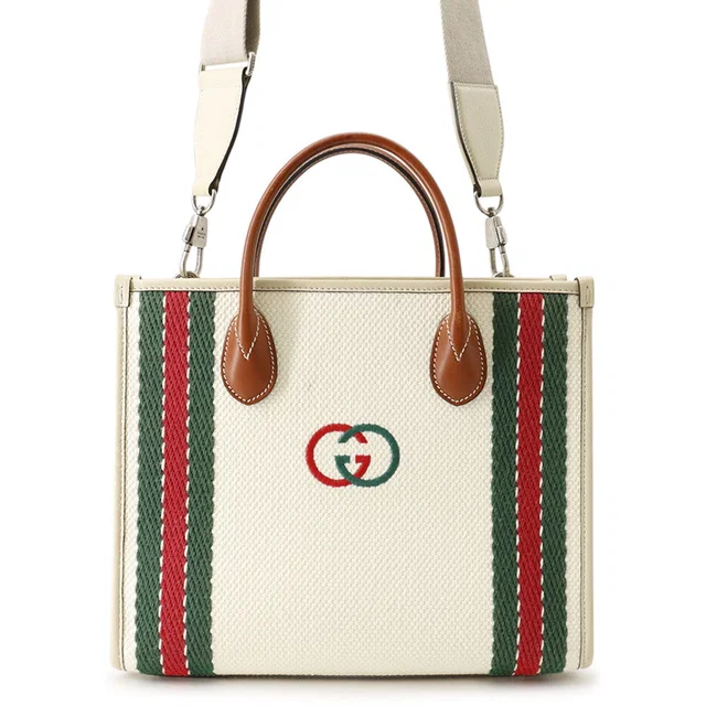 Gucci Interlocking G 2WAY Bag White/Multicolor701737 Canvas Leather in White Canvas from GALLERY RARE
