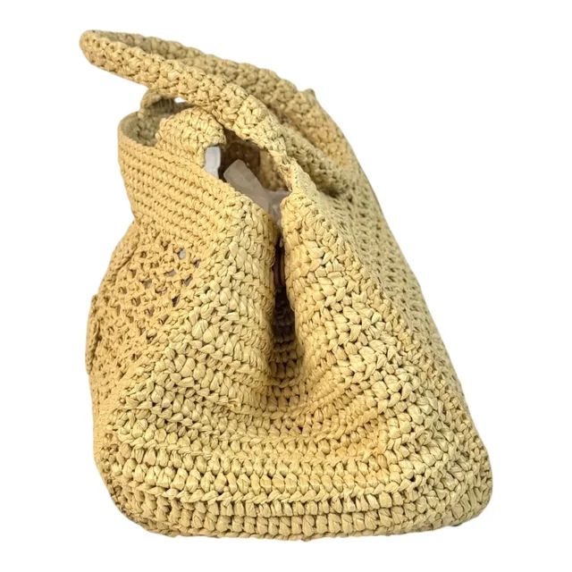 Miu Miu Neutral Raffia Crochet Tote Bag in Raffia from Luxury Promise, photo 4 of 7