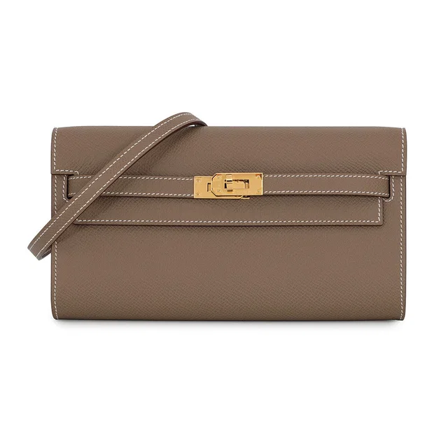 Hermès Kelly wallet long to go Etoupe Epsom in Taupe Epsom leather from GALLERY RARE