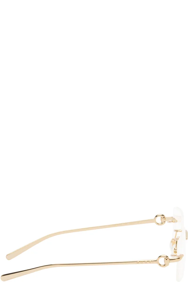 Gucci Gold Horsebit Top Bar Glasses, photo 2 of 4 from SSENSE