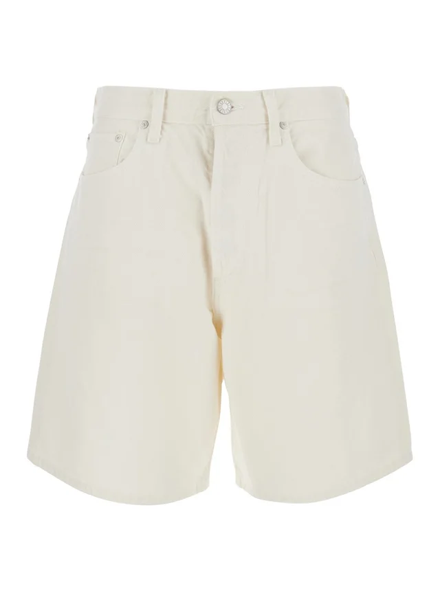 AGOLDE 'Indra' white Short with five-pocket design in cotton for women in White, photo 2 of 6 from Gaudenzi Boutique