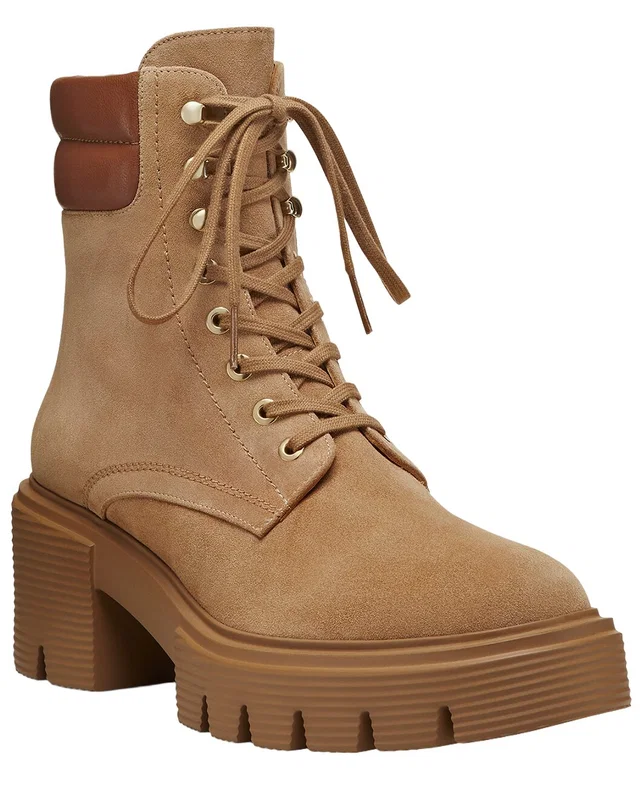 Stuart Weitzman Soho Lace-Up Suede Bootie in Brown, image 1 of 1 from Gilt