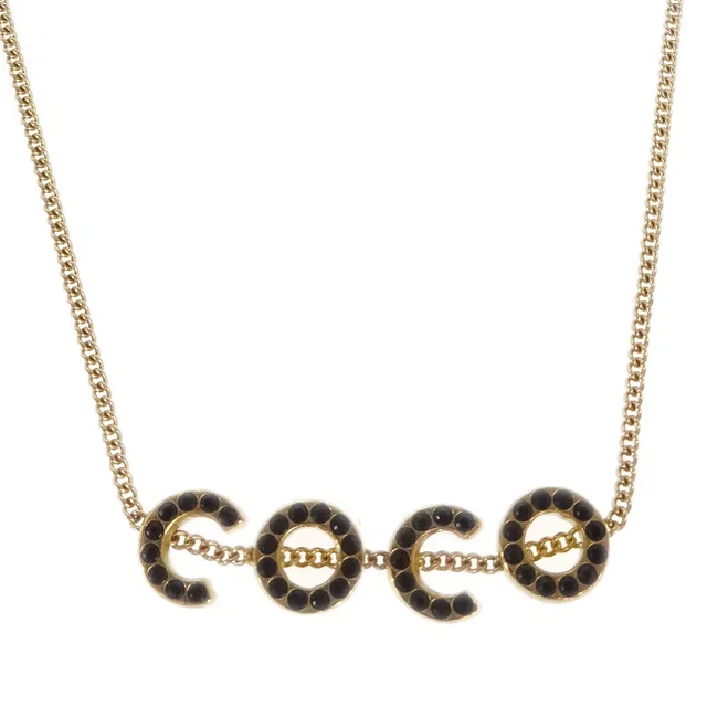 Chanel COCO Pendant Necklace Rhinestone Gold 01A in Gold from AMORE Vintage Tokyo