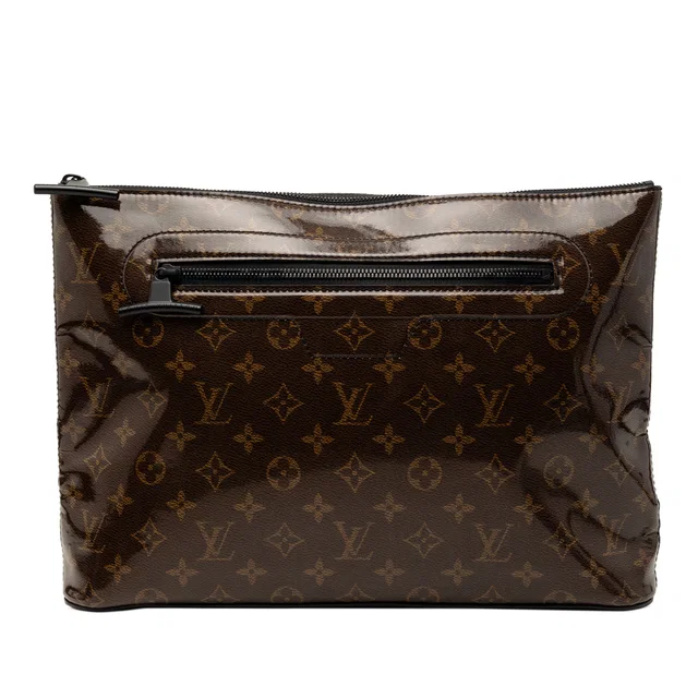 Brown Louis Vuitton Monogram Glaze Pochette Cosmos Clutch Bag in Brown Coated canvas from Designer Revival