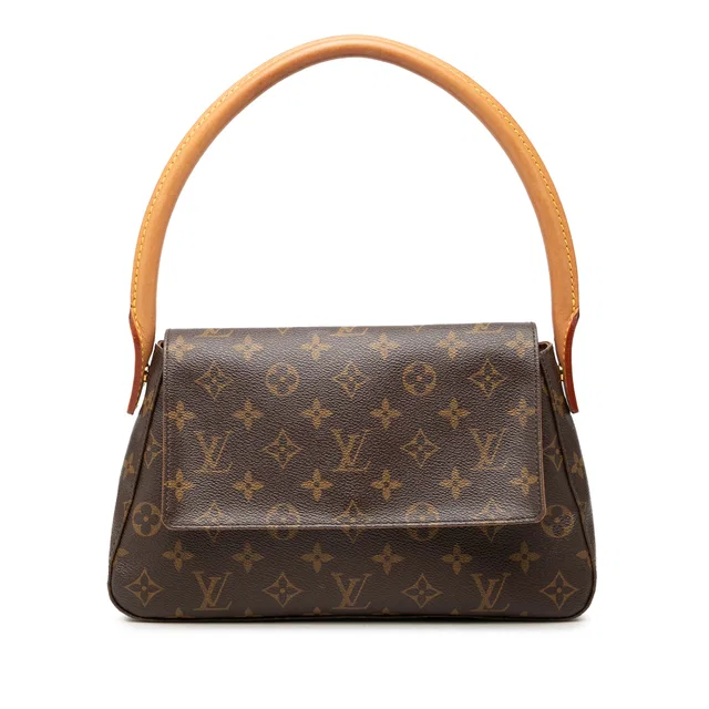Brown Louis Vuitton Monogram Mini Looping Shoulder Bag in Brown Coated canvas from Designer Revival