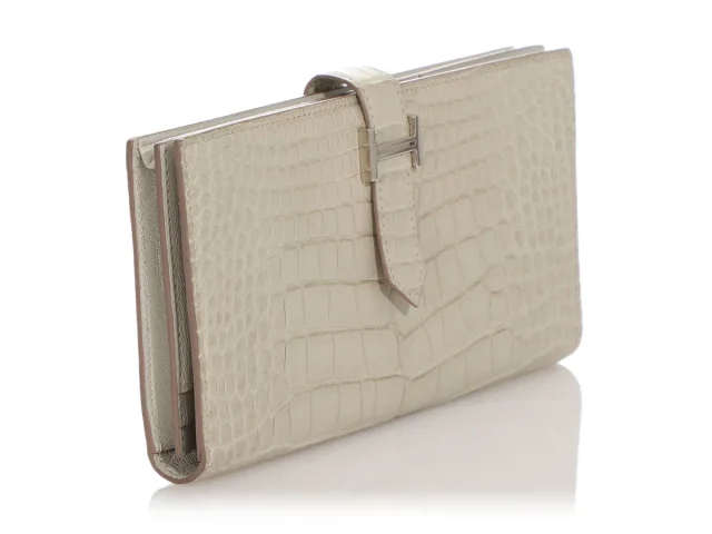 Hermès Béton Matte Alligator Béarn Wallet in Crocodile from Ann's Fabulous Finds, photo 5 of 10