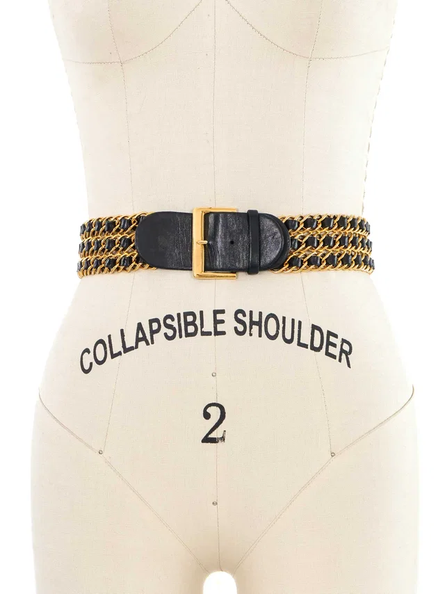 Chanel Woven Triple Chain Belt in Woven leather from Arcade Vintage