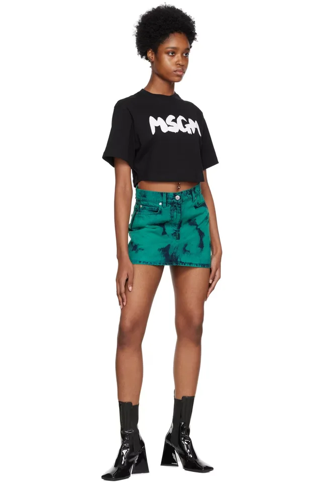 MSGM SSENSE Exclusive Green Tie-Dye Miniskirt, photo 4 of 4 from SSENSE