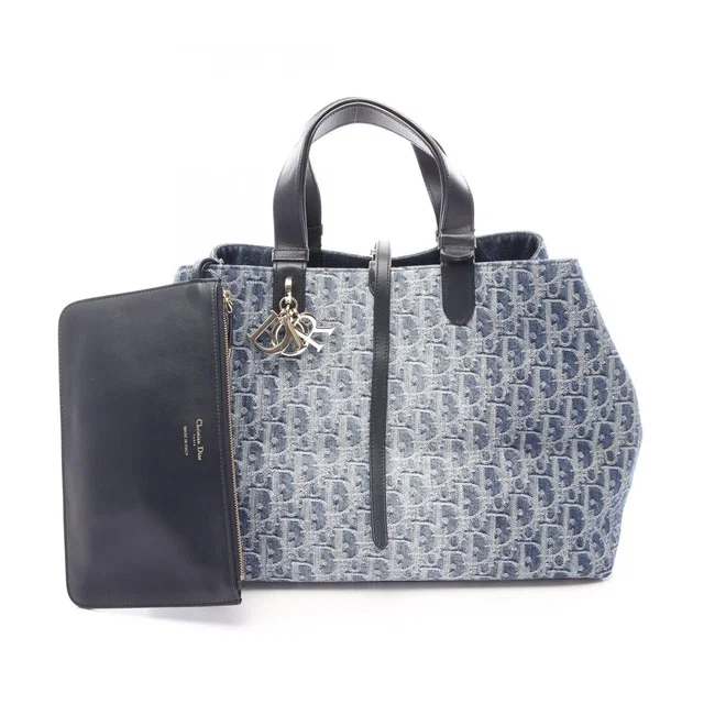 Dior Tote Bag Toujour Oblique Large Denim Blue Navy in Navy Denim from The Reluxe