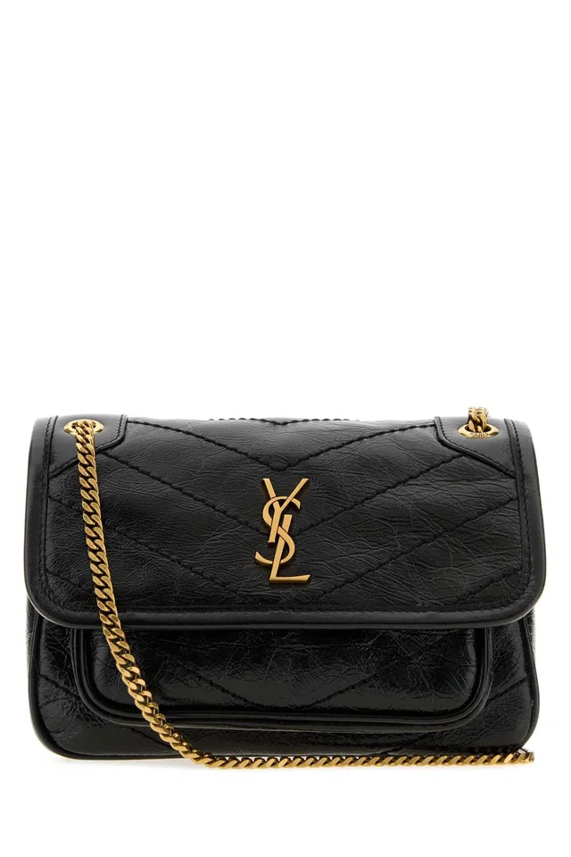 Saint Laurent Niki Mini Shoulder Bag — Black in Black Calfskin from HEWI