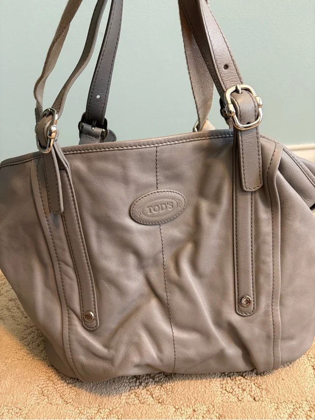 Tod's Taupe Leather Shoulder Tote With Double Straps in red|brown Leather from Poshmark, photo 1 of 1