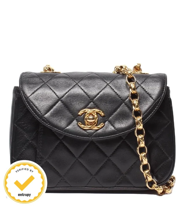 Chanel Chain Shoulder Bag Mini Quilted Gold Lambskin in Gold Lambskin from The Reluxe