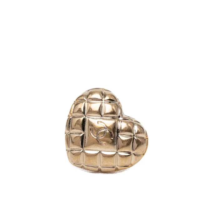 Gold Chanel CC Gold Plated Quilted Heart Brooch in Gold from Designer Revival, photo 1 of 1
