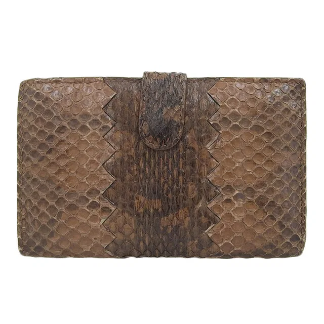 Bottega Veneta Python Wallet Brown in Brown Python from LuxUness
