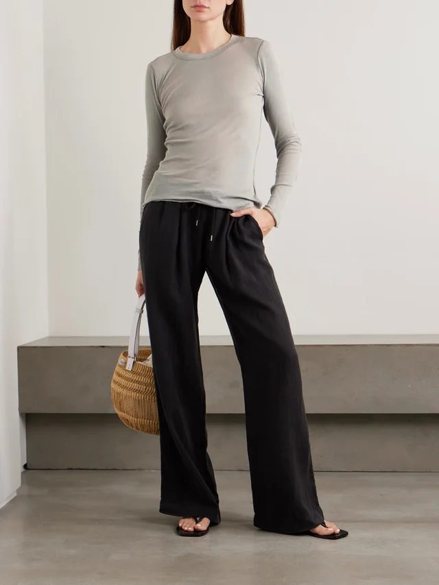 JAMES PERSE Ribbed cotton and cashmere-blend T-shirt in Grey, photo 2 of 2 from NET-A-PORTER (Canada)