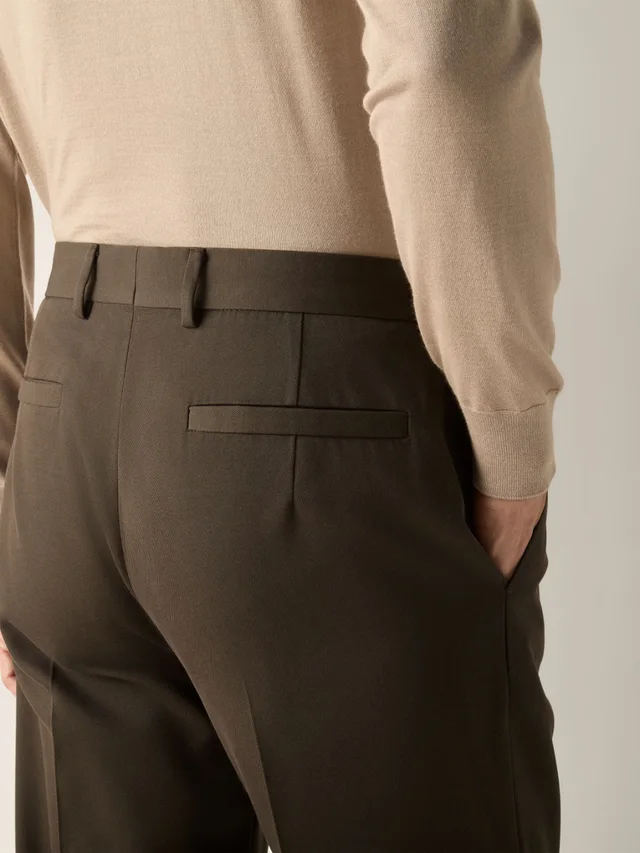 Zegna Dark Olive Green Cotton and Wool Pants, photo 5 of 5 from SENSER