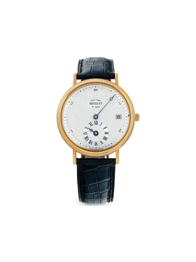 Breguet pre-owned Regulator 36mm - unisex - 18kt Yellow Gold - One Size - White in white Leather from Farfetch