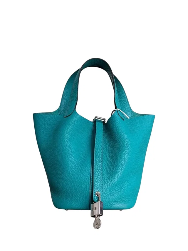 Hermès Picotin Lock 18 Blue Paon Tc Clemence Palladium Hardware Stamp A in Blue Clemence leather from Luxury Promise