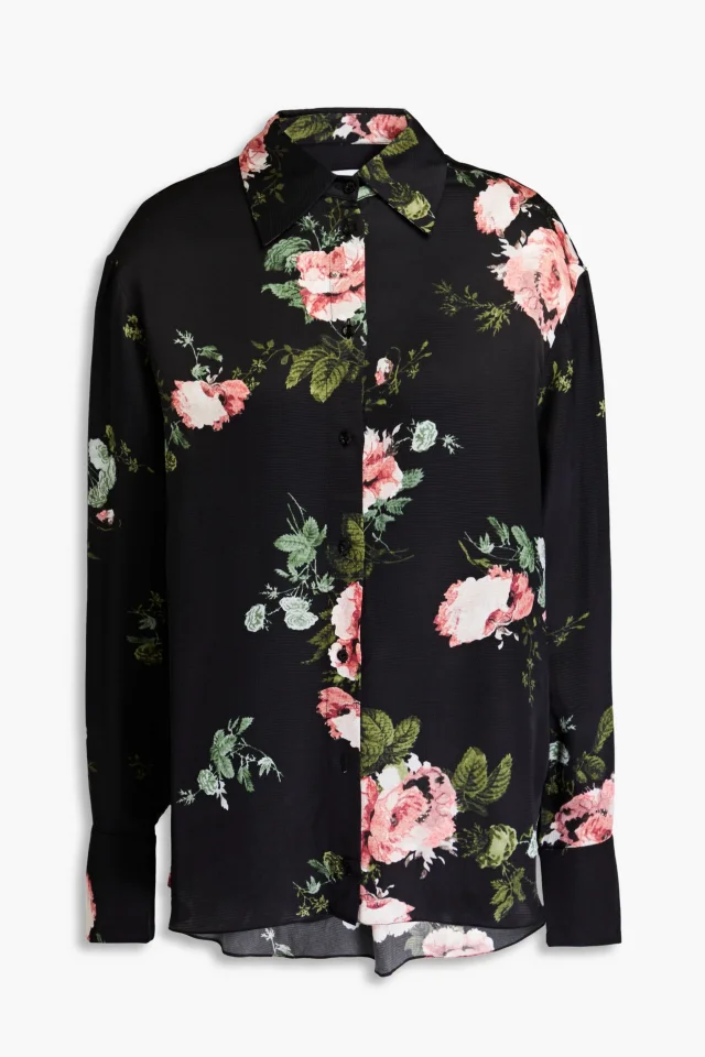 Erdem Floral-print hammered-crepe shirt in Black from THE OUTNET, photo 1 of 1