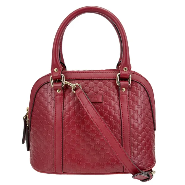 Gucci Dome Mini Embossed Leather Crossbody Bag Red 449654 in Red Leather from Dallas Designer Handbags