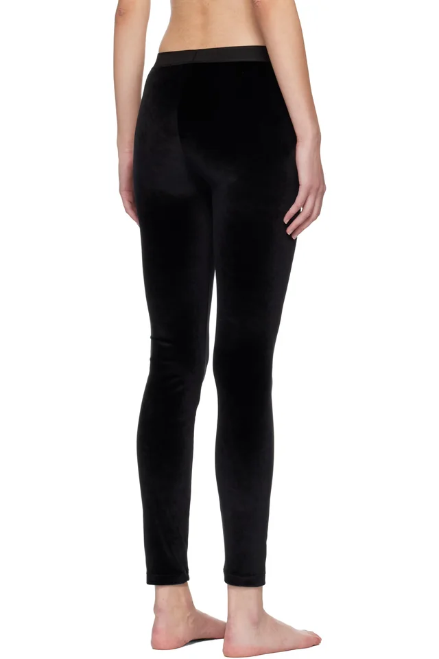 TOM FORD Black Stretch Lustrous Velour Signature Leggings, photo 3 of 4 from SSENSE