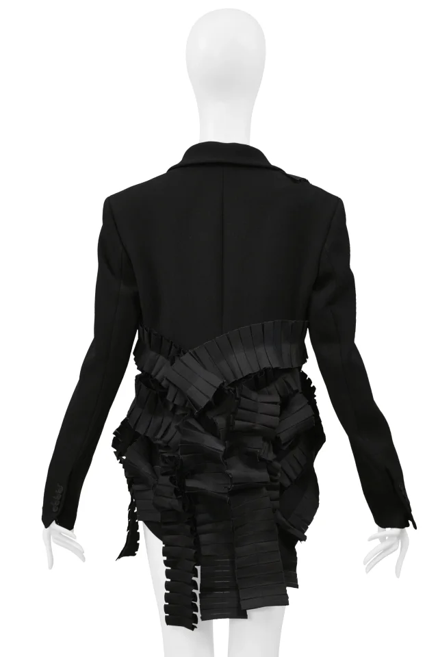 Bottega Veneta Black Fancy Tail Jacket With Pleating 2014 in Black from Resurrection Vintage, photo 2 of 12
