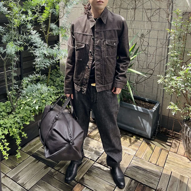 Louis Vuitton Denim Logo Button Jacket #50 Black in Black Denim from VINTAGE QOO TOKYO