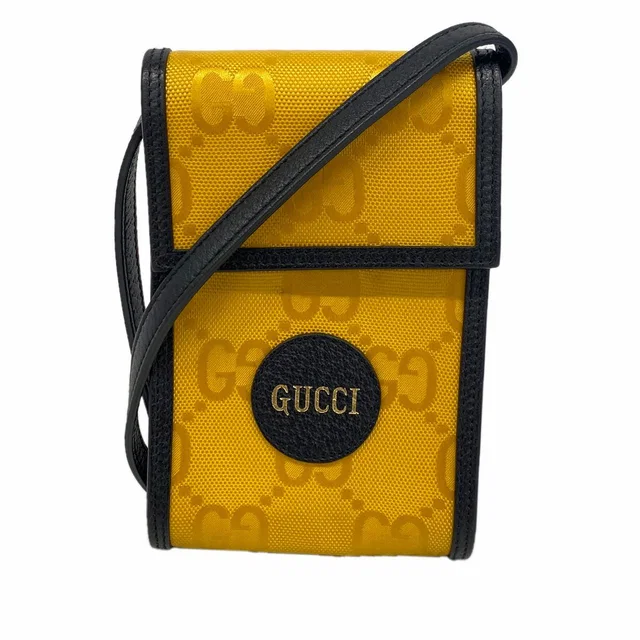 Gucci Shoulder Bag Jumbo GG Nylon Canvas Yellow Black Silver in Black Canvas from The Reluxe