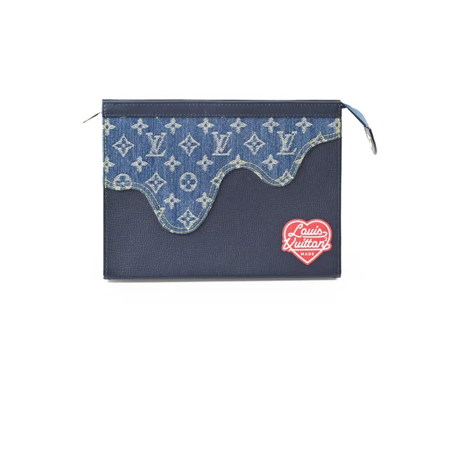 Louis Vuitton x Nigo Monogram Denim Drip Pochette Voyage MM in Denim from The Purse Affair