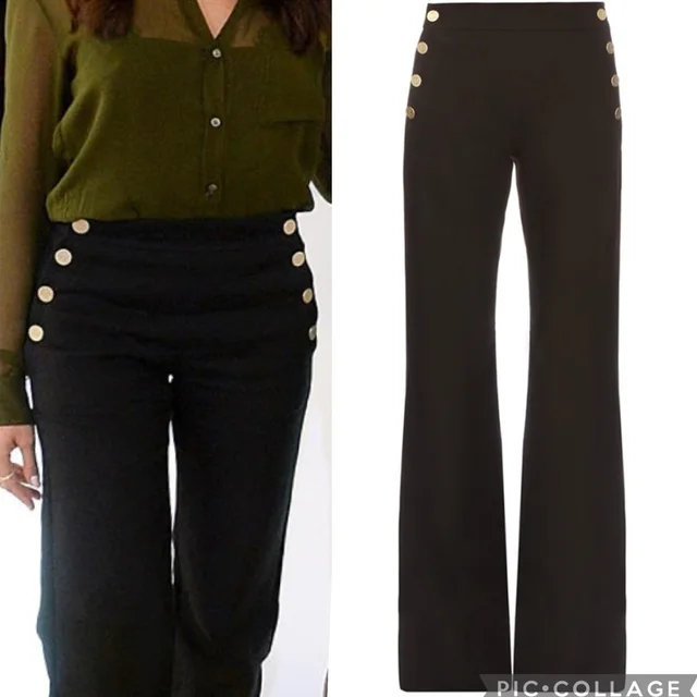Max Mara Black High-Waist Wide-Leg Pants With Gold Buttons in silver|black|gray from Poshmark
