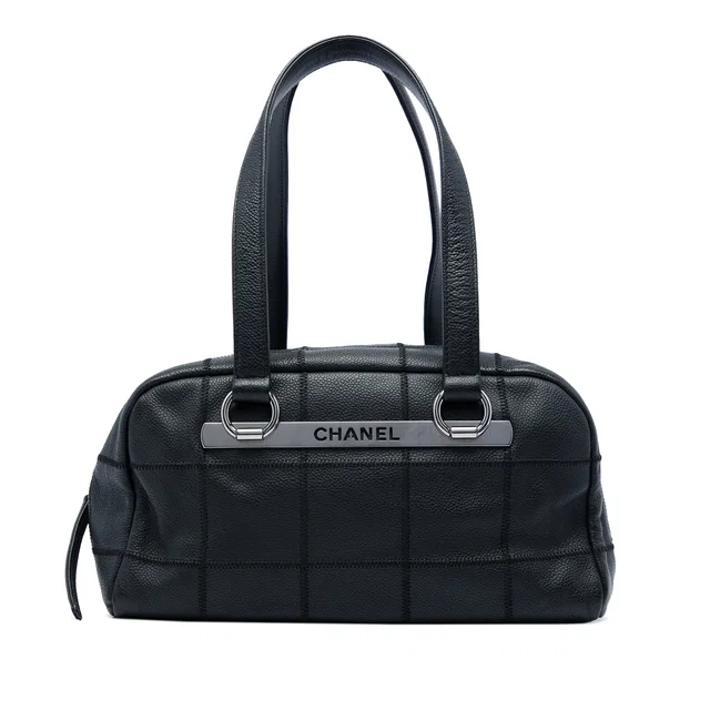 Black Chanel Chocolate Bar Caviar Shoulder Bag in Black Caviar leather from Designer Revival