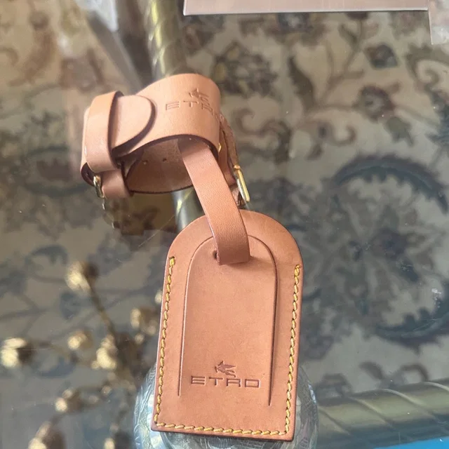 Etro Brown Leather Travel Tag in neutral|brown Leather from Poshmark