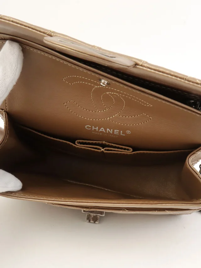 Chanel 2012 Vintage 2.55 Classic Flap Chain Bag Bronze in Leather from VINTAGE QOO TOKYO, photo 5 of 12