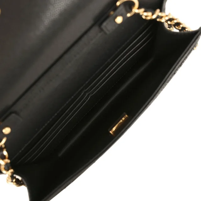 Chanel "Neo Filigree" Wallet on Chain WOC Black Grained Calfskin Gold Hardware in Black Caviar leather from Madison Avenue Couture, photo 9 of 9