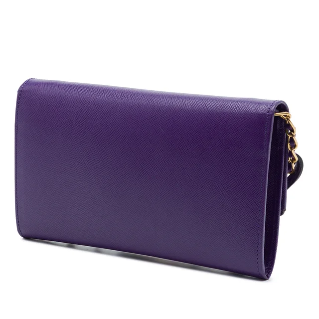 Purple Prada Saffiano Sound Lock Wallet on Chain Crossbody Bag in Purple Saffiano leather from Designer Revival, photo 2 of 2