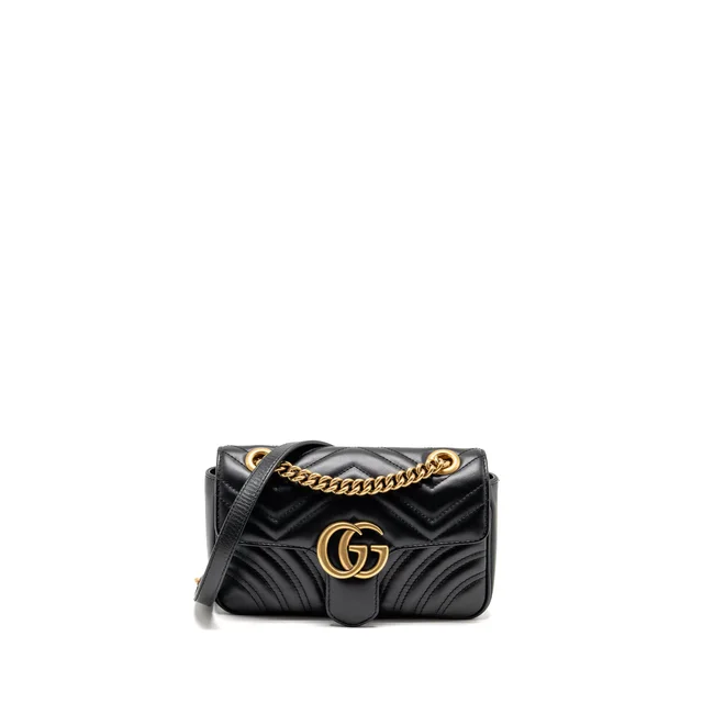 Gucci Small GG Marmont Shoulder Bag Calfskin Black GHW in Black Calfskin from EMIER