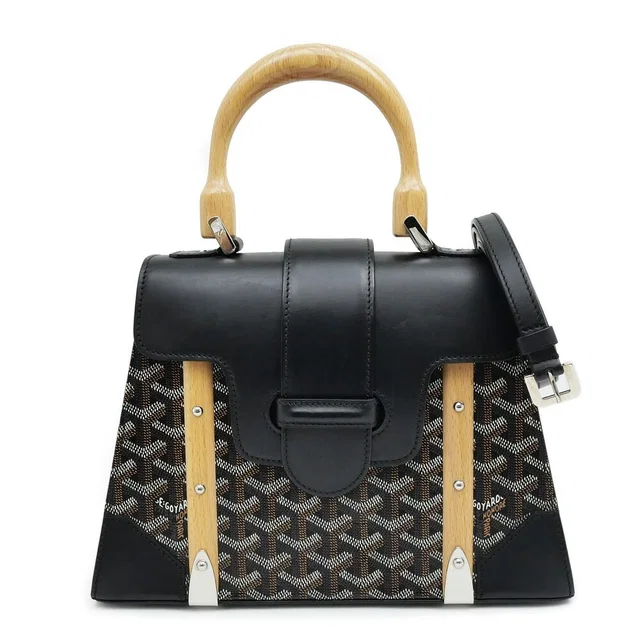 Goyard Saigon PM Black Hand Shoulder 2-Way Bag Canvas Leather in Black Canvas from The Reluxe