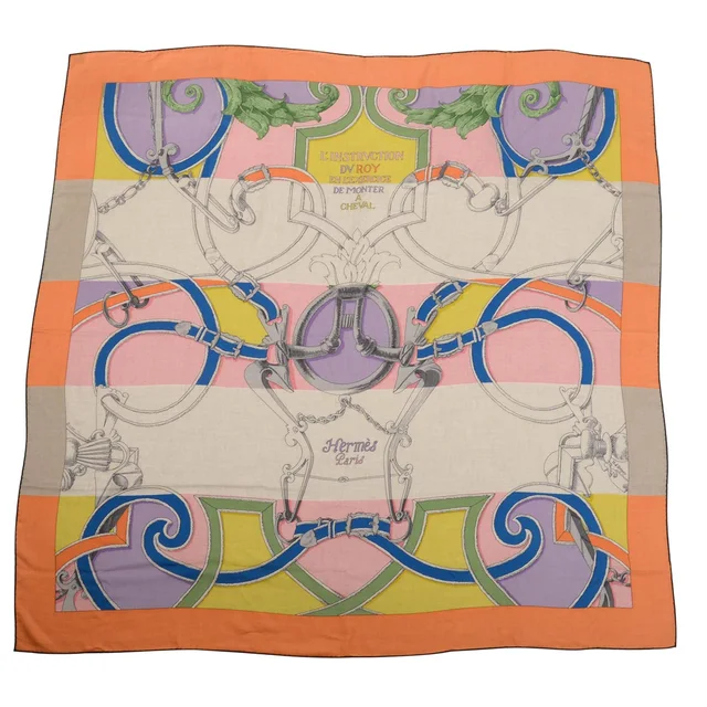 Hermès Cashmere & Silk L'Instruction du Roy Shawl 140 in Brown Silk from Blue Spinach