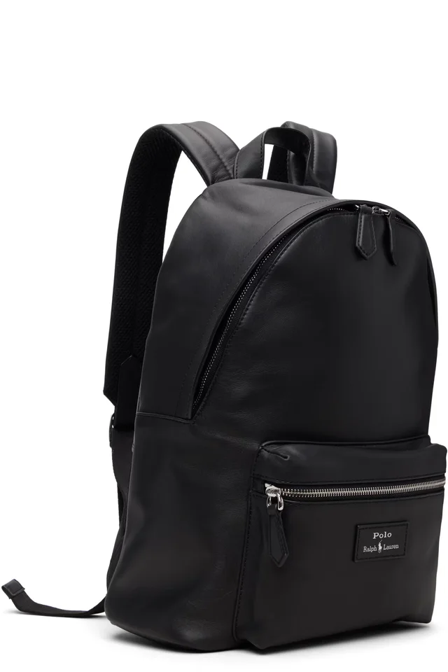 Polo Ralph Lauren Black Smooth Leather Backpack, photo 2 of 4 from SSENSE