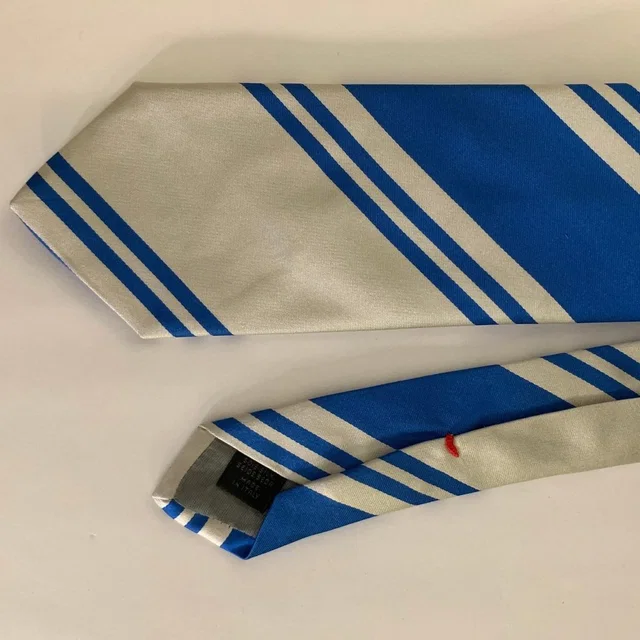 Jil Sander Size Blue & Beige Silver Stripe Silk Tie in silver|gray|blue Silk from Poshmark