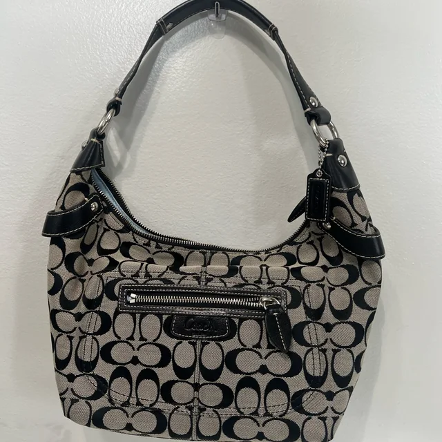 Coach Black And Cream Signature Shoulder Bag in black|brown|neutral from Poshmark