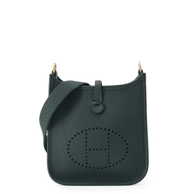 Hermès Evelyne Long Vert Mangrove Taurillon Clemence Size TPM in Green Clemence leather from GALLERY RARE