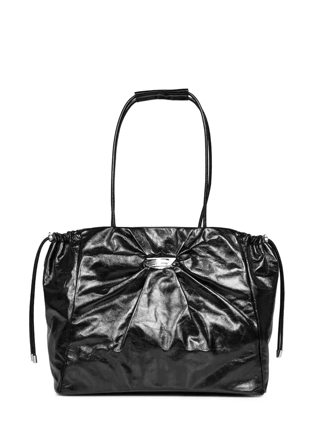 Diesel Scrunch-D Tote Bag — Black Bovine Leather in Black Leather from HEWI