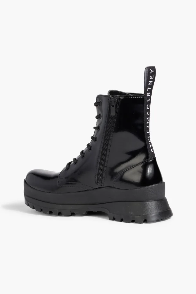 Stella McCartney Trace Glossed Combat Boots in Black, photo 3 of 4 from THE OUTNET