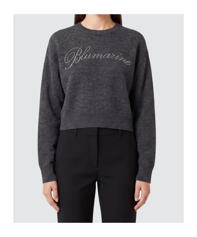 Blumarine Logo Embellished Cropped Sweatershirt, photo 4 of 5 from SENSER