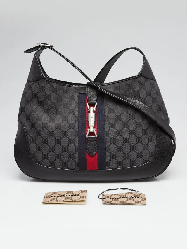 Balenciaga x Gucci Grey/Black Canvas/Leather The Hacker Project 1961 Medium Jackie Bag in Black Canvas from Yoogis, photo 11 of 11