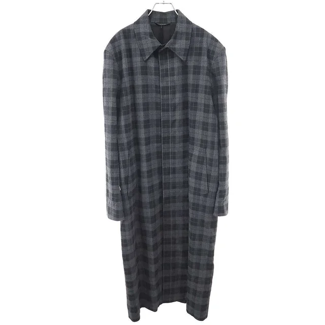 Balenciaga Check Long Coat Black Gray 46 in Black from The Reluxe