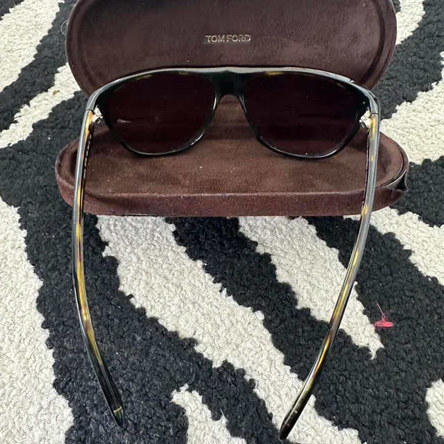 Tom Ford Men's Wayfarer Sunglasses - Black/Brown in brown|red|black from Depop, photo 8 of 8
