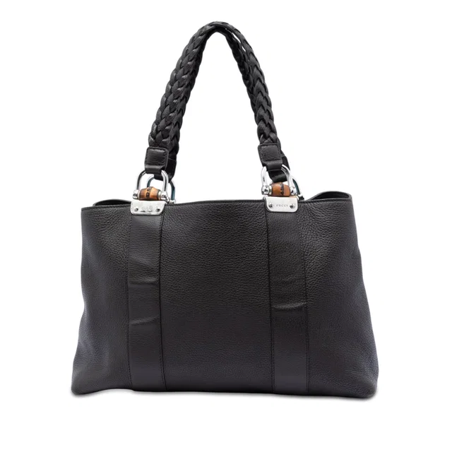 Brown Gucci Calfskin Bamboo Libeccio Tote in Brown Calfskin from Designer Revival