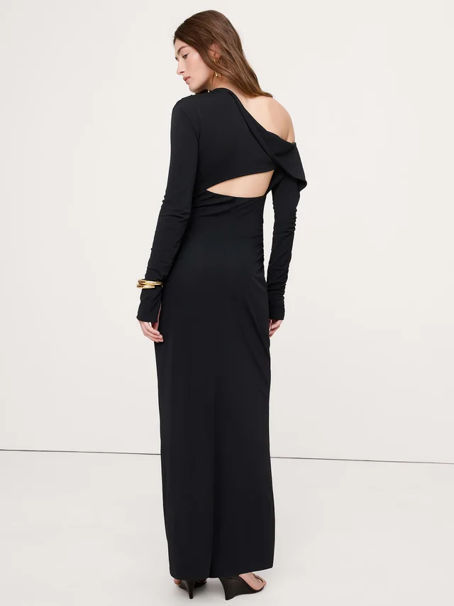 Banana Republic Matte Jersey Open Back Maxi Dress in Black, photo 2 of 4 from Banana Republic (US)